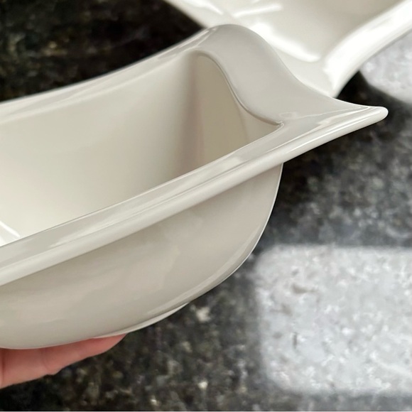 Villeroy & Boch White Sculpted Square Bowls Set of 3 Modern Porcelain - Picture 7 of 8